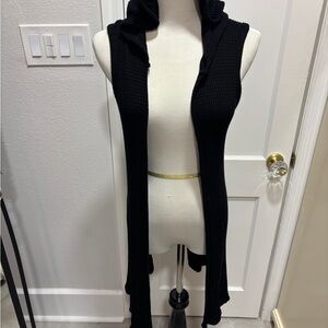 Vocal Black Sleeveless Knit Long Sweater Vest